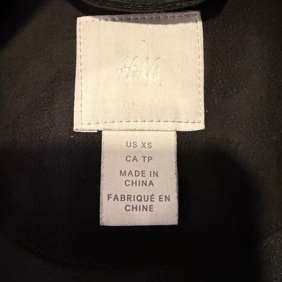 H&M Faux Suede Oversized Longline Coat XS Minimalist Sleek Chic Fall Winter - Picture 6 of 8